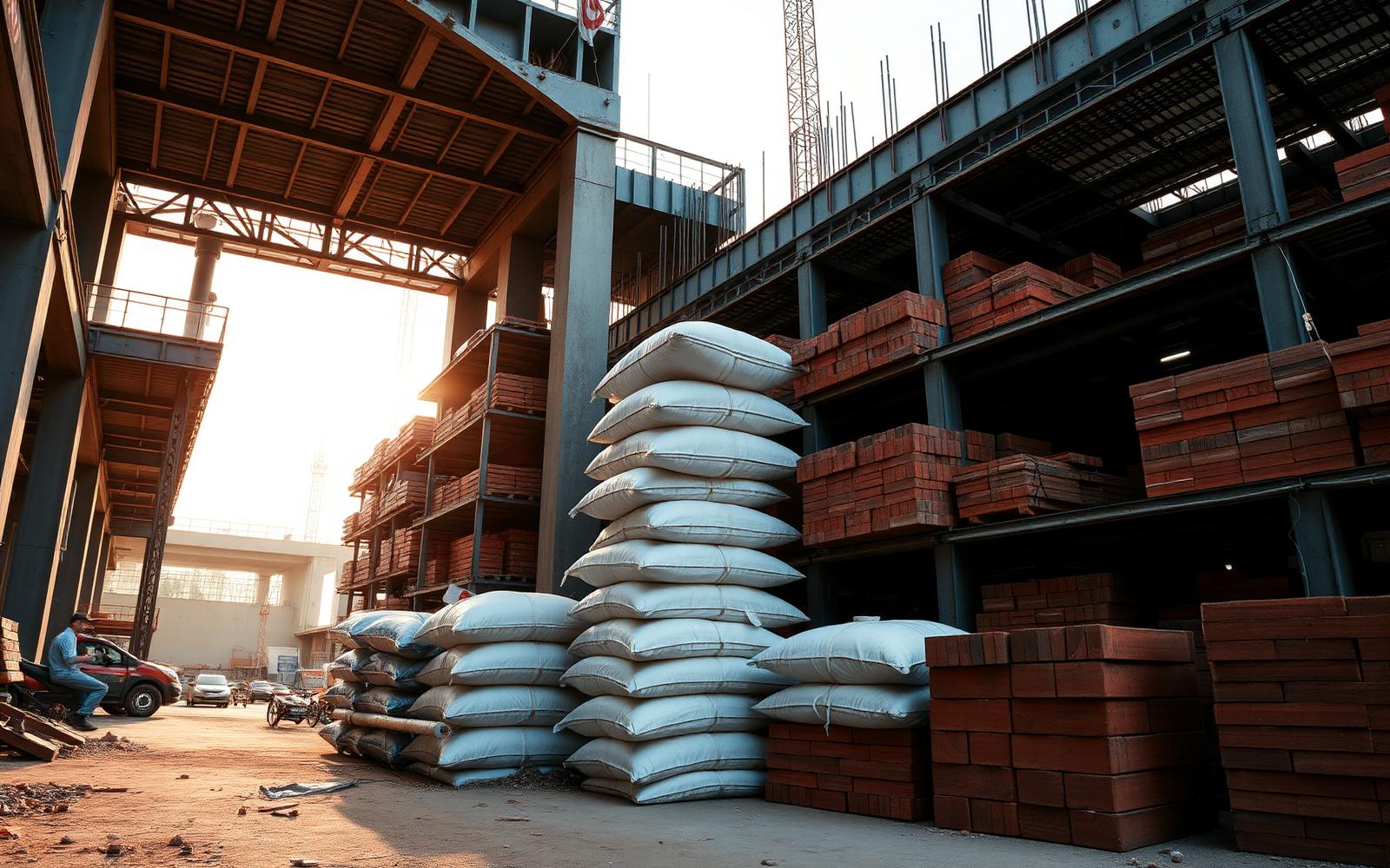 Material bangunan di lokasi proyek